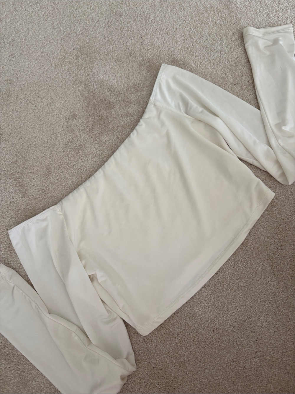 Off-Shoulder Long Sleeve Cream Top